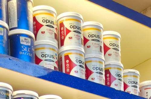 Birla Opus shelf real in-store photograph at Islamia Paints & Decor, Topsia Kolkata