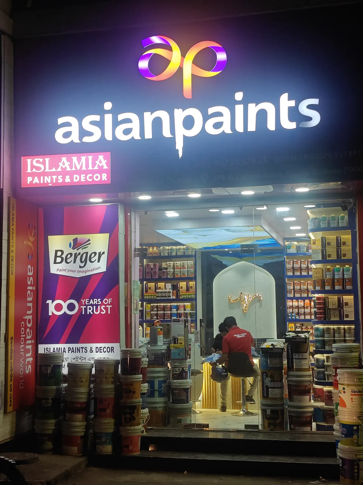 Berger Paints Dealer — Islamia Paints & Decor, 57B Gulam Jilani Khan Road, Topsia, Kolkata